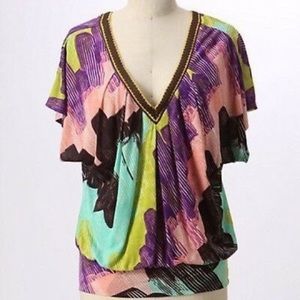 Anthropologie C. Keer Soft V-Neck Shirt, XS/S